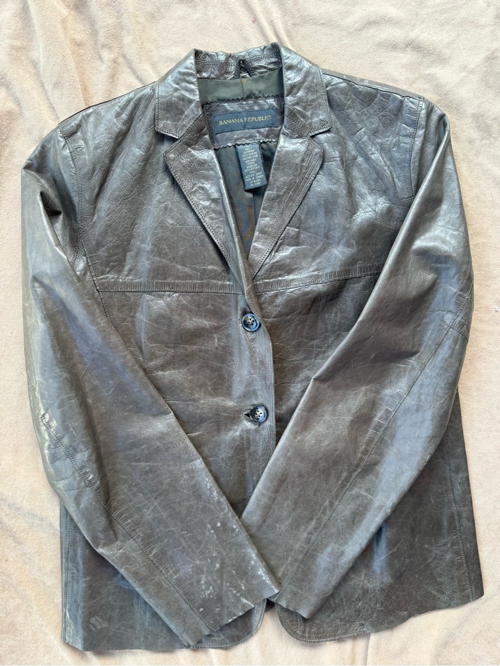 Banana Republic Women's Gray Leather Blazer